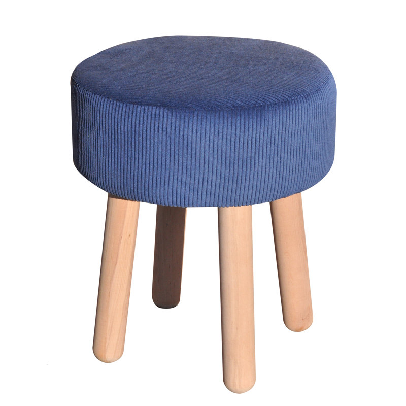 Solid + Manufactured Wood Accent Stool, Navy blue