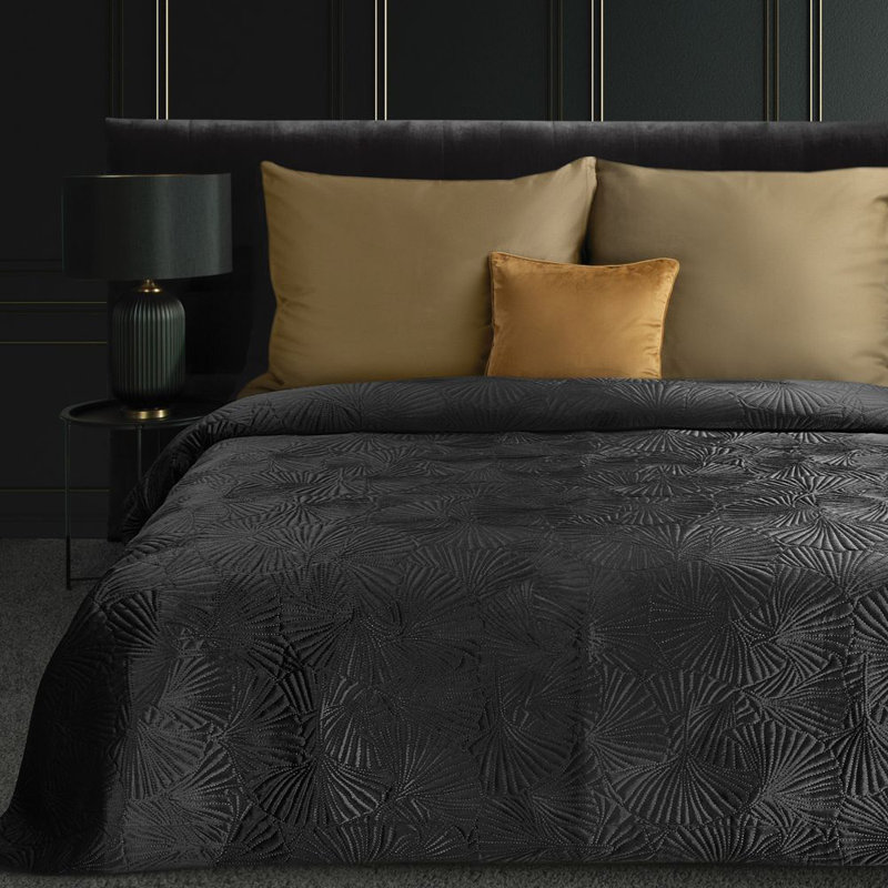 Keyaan Polyester Bedspread, W260 x L280cm, Black