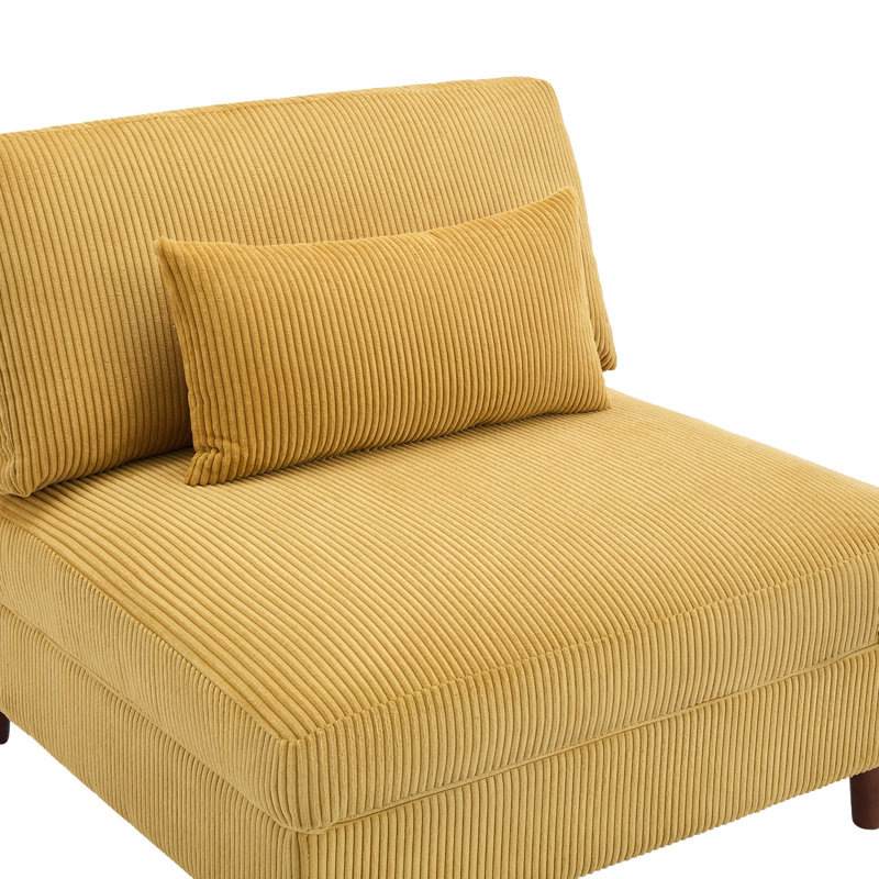 Mordecai 95Cm Wide Corner Wedge, Orange Corduroy