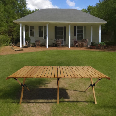 Table de patio pliante multifonctionnelle - Bois de hêtre naturel pour le camping, les pique-niques, les fêtes, les voyages, les barbecues, les VR, la maison et les repas à l'intérieur et à l'extérieur.
