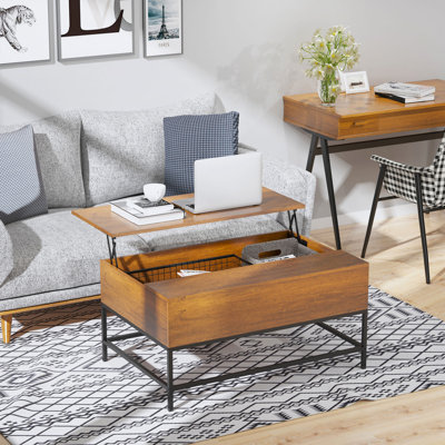 Table basse relevable avec compartiment de rangement dissimulé