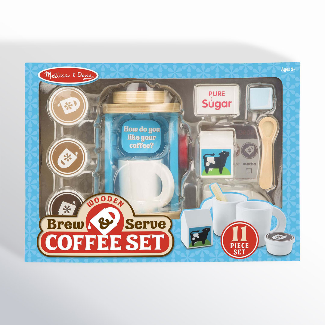 11 Piece Melissa & Doug Wooden Brew & Serve Coffee Set Learning Tools Melissa & Doug