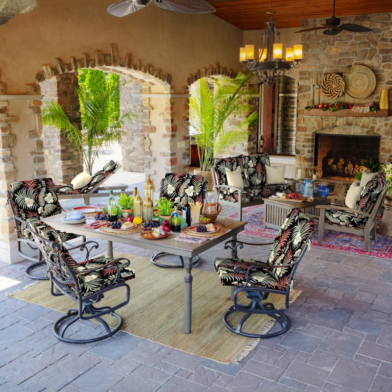 ARDEN Outdoor Dining Chair 3.5" Cushion, Black/Green