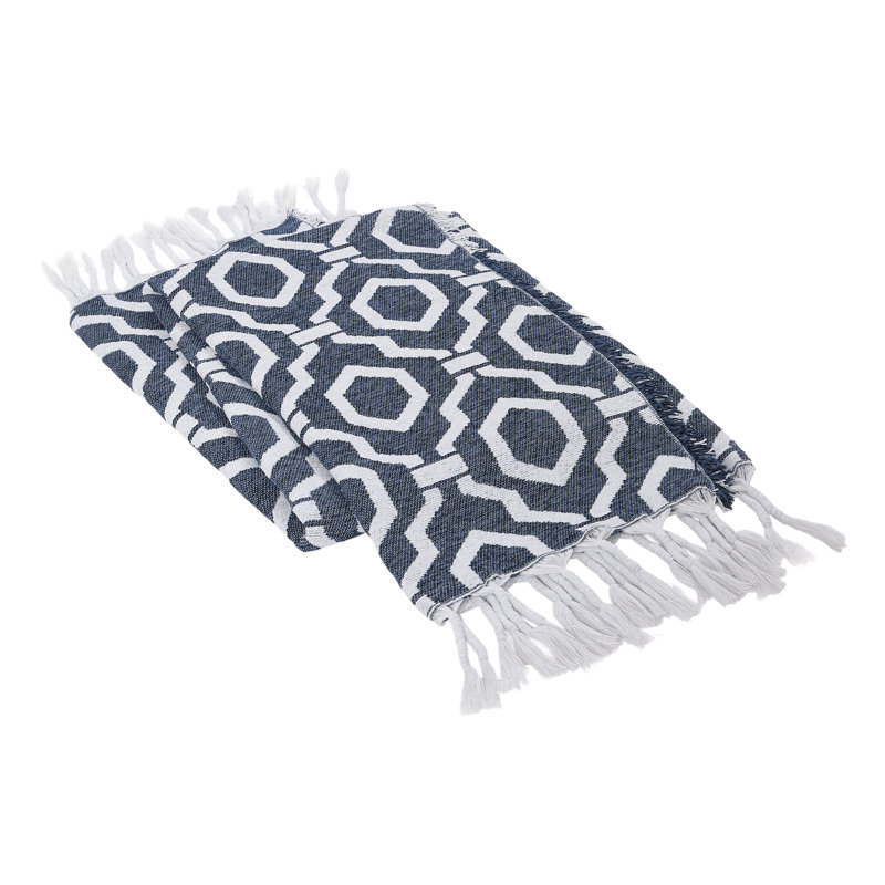 Dee Ocleppo Woven Jacquard Geometric Fringed Throw