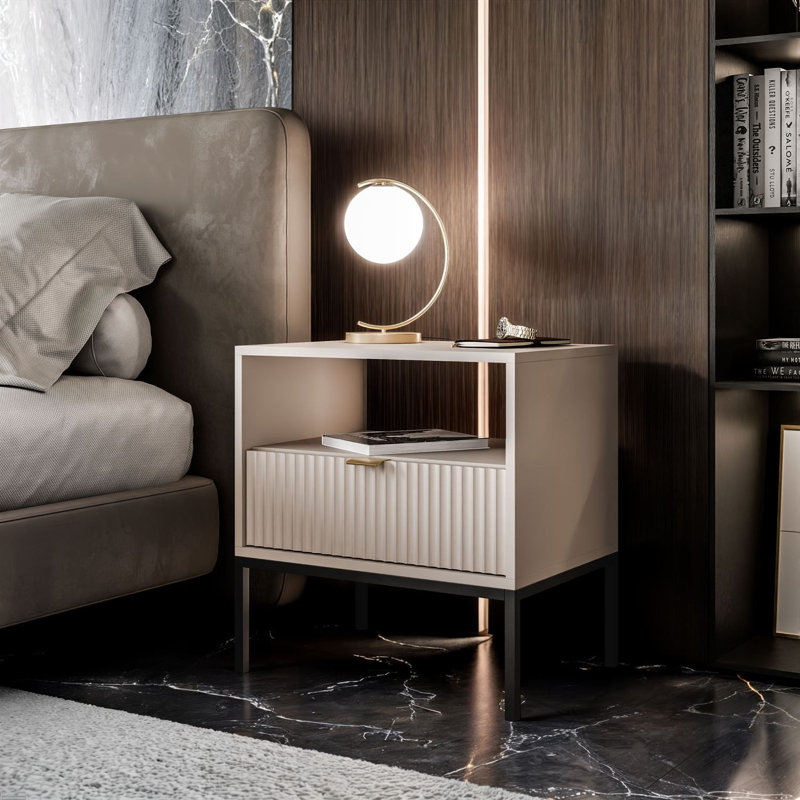 Bedside Table CORTADO S54, Cashmire/Black