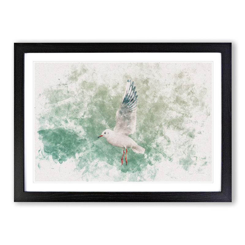 Seagull - Picture Frame Painting Print, Black Framed, 45cm H x 63cm W x 2cm D