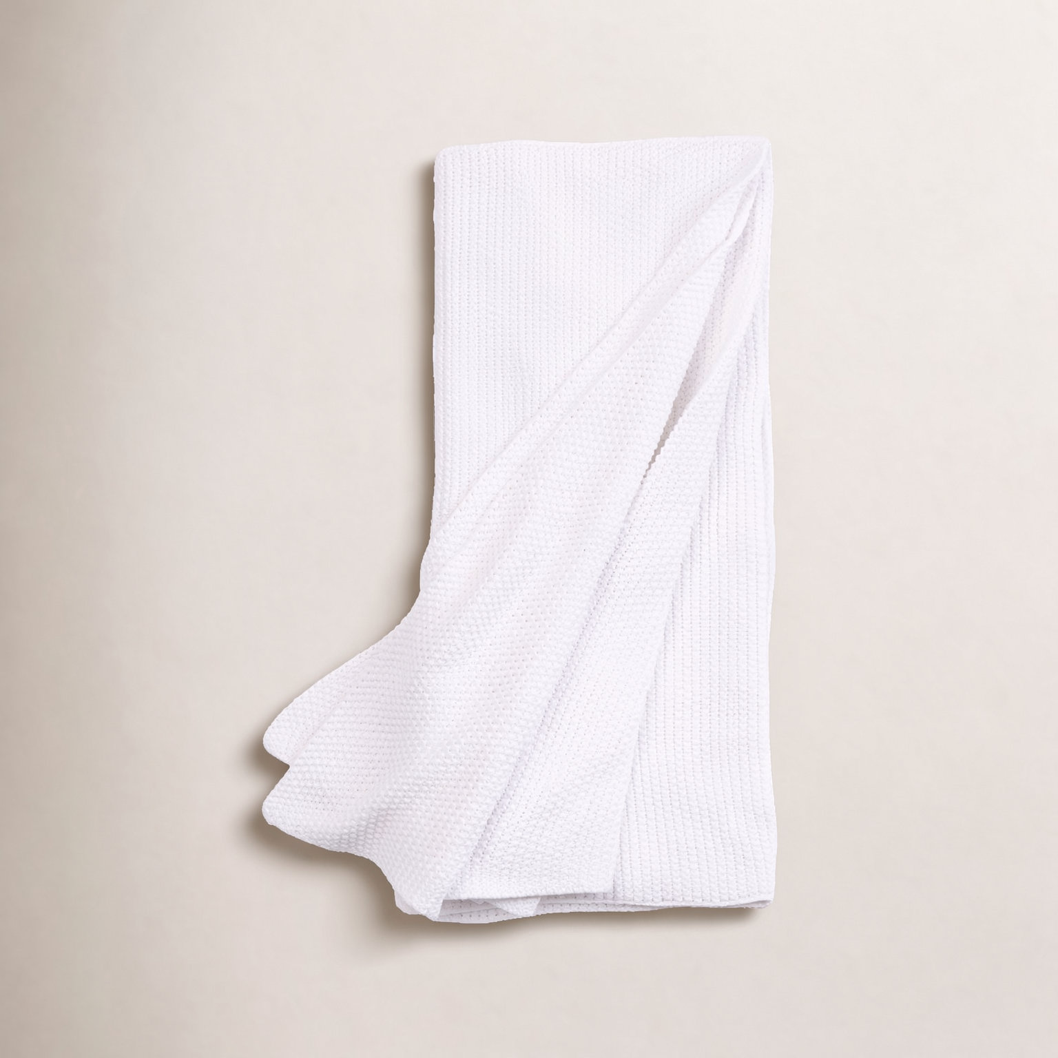 Cotton Knit Throw Blanket, White