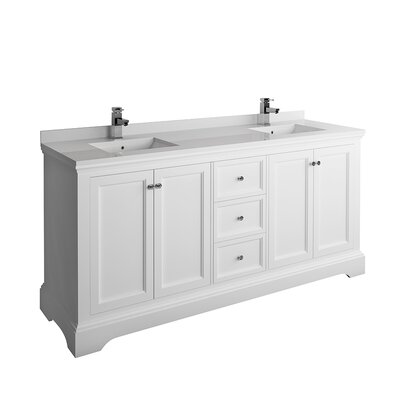 Red Barrel StudioÂ® Windsor 72"" Free-Standing Double Sink Bathroom Vanity Set -  Fresca, FCB2472WHM-CWH-U