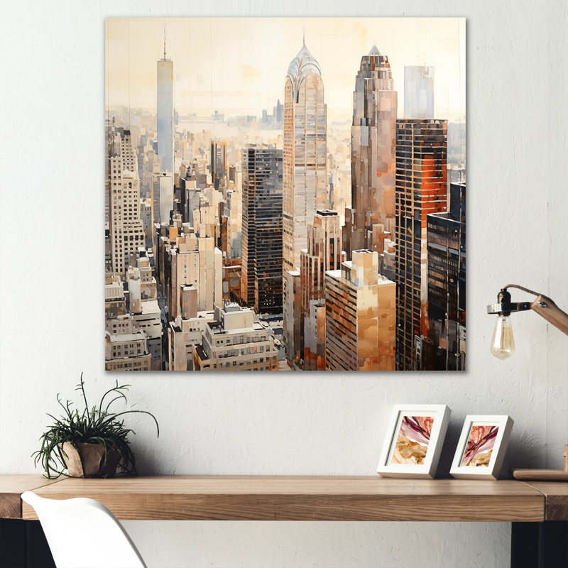 Ivory Infinity Skyscraper Cityscape - impression, H 16 po x l 16 po x P 1 po, Toile tendue