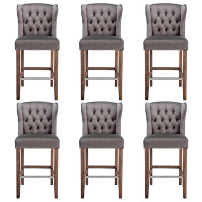 27" Counter Height Bar Stools with Wood Legs