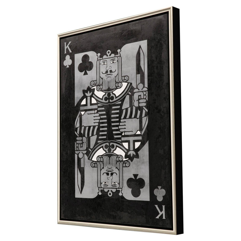 King Playing Card Canvas Print with Silver Frame