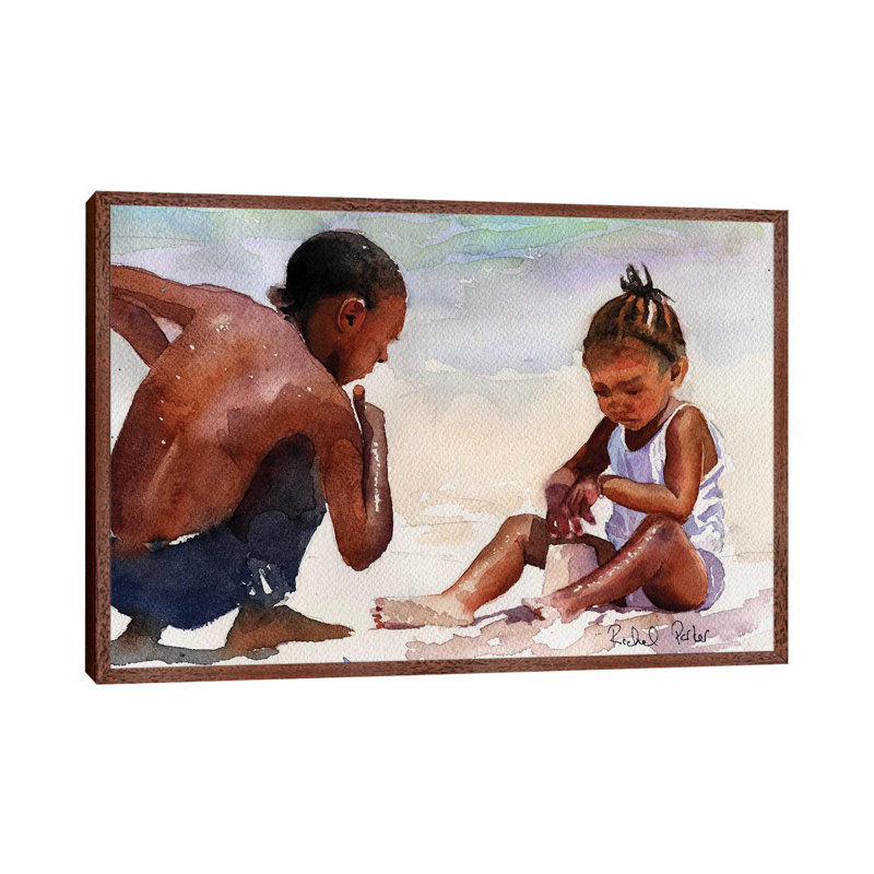 Sandcastle 1 Piece Painting on Canvas, 66.04 cm H x 45.72 cm W, Classic Brown Wood Framed