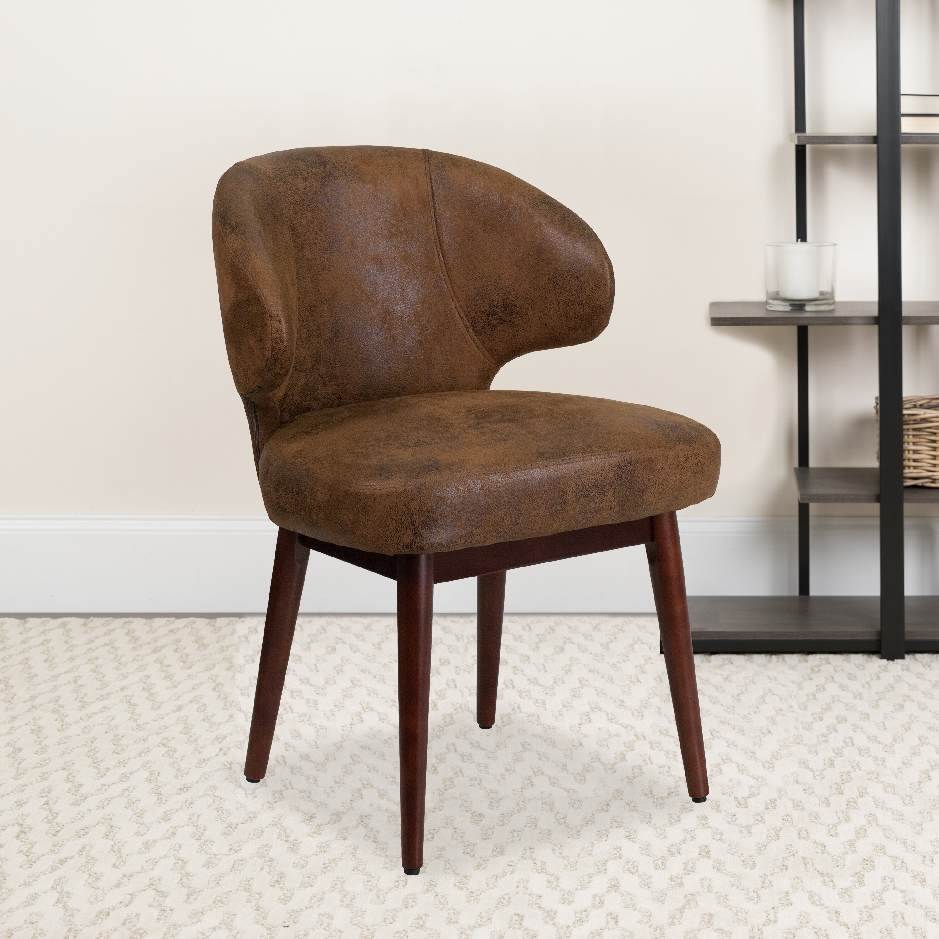 Flash Furniture Brown Microfiber Executive Side Chair with Sled Base
