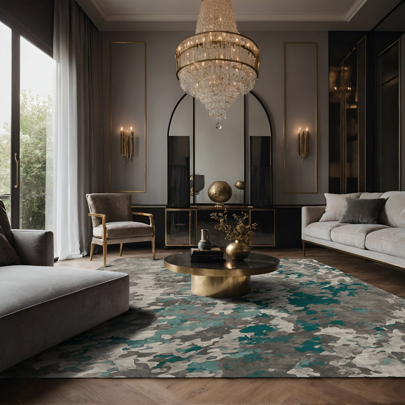 Tapis gris soyeux et moelleux, Rectangle 8 pi x 12 pi