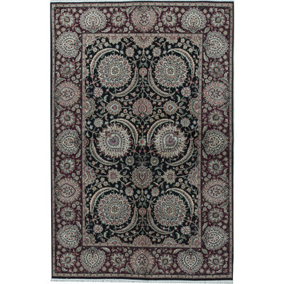 Hand-Knotted High-Quality Navy and Wine Area Rug
