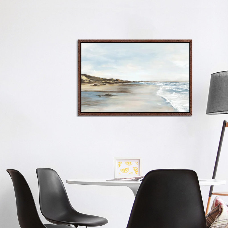 Coastal Memories I by Eva Watts - Painting on Canvas, Classic Brown Wood Framed, 66.04cm H x 101.6cm W x 3.81cm D