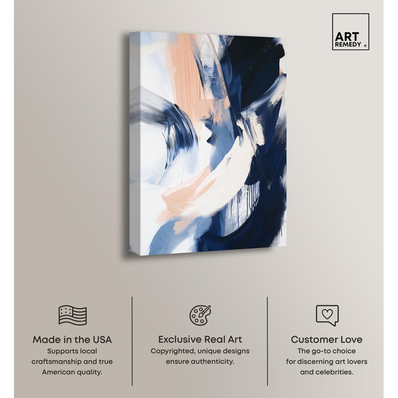 Windswept Blue Abstract Canvas Art, 36" x 24"