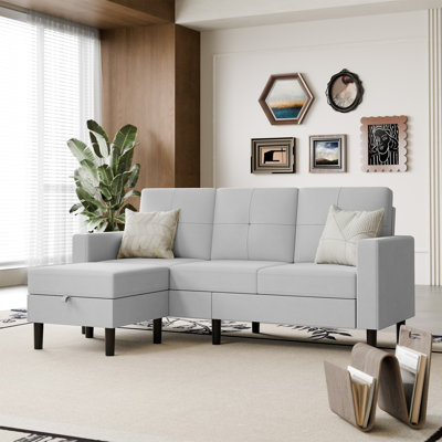 Lave 76.4" Upholstered Sofa & Chaise with Ottoman