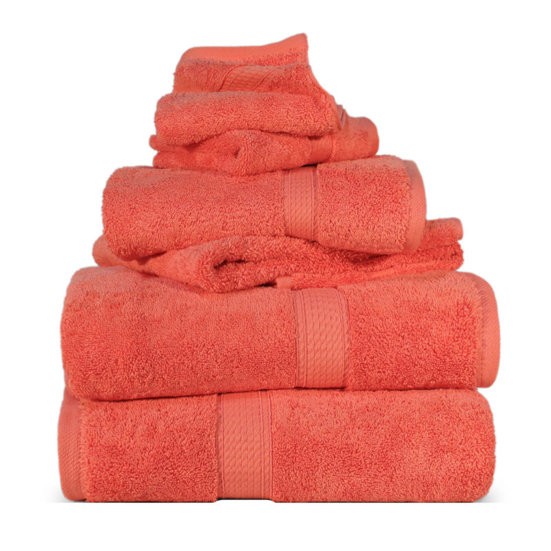 Scotia Egyptian Cotton Bath Towel Set, Coral, 6Pc Towel Set  (2Bath, 2Hand, 2Face)