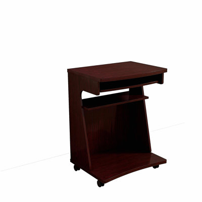 Chariot multifonctionnel pour chariot à micro-ondes, chariot de cuisine, chariot pour ordinateur, avec une tablette coulissante et deux tablettes à coins arrondis, mobile sur roulettes, couleur noyer