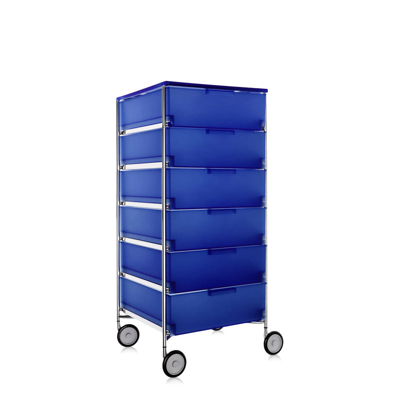 Mobil Drawer Storage, Translucent Cobalt, With Wheels, 6 Hi