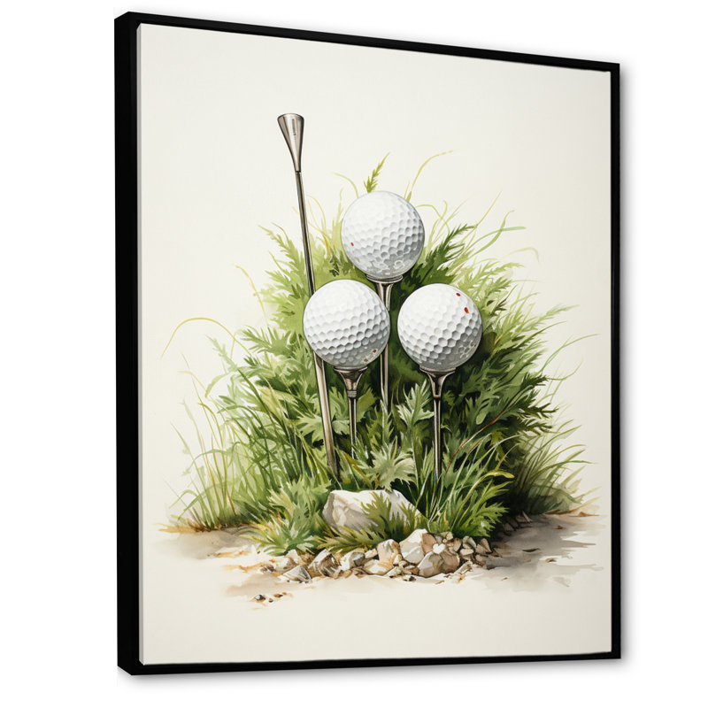 «Dariyelle Minimalisme Golf Tees» sur toile, H 44 po x l 34 po x P 1,5 po, Cadre flottant noir