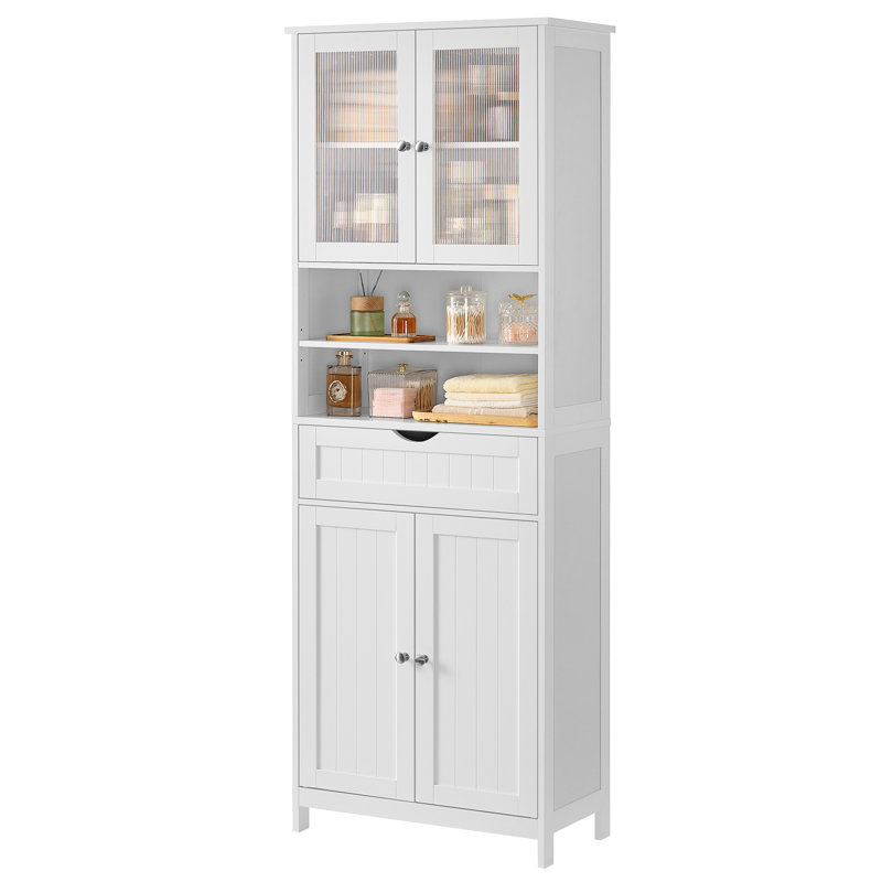 Armoire sur pied 66,9 "de hauteur, unité de rangement haute, tablettes réglables, pour le salon, la salle de bain
