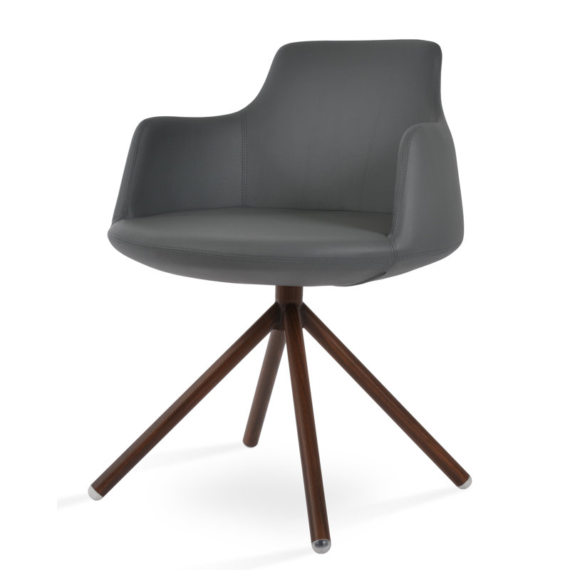 Chaise avec accoudoirs Dervish, gris, Noyer