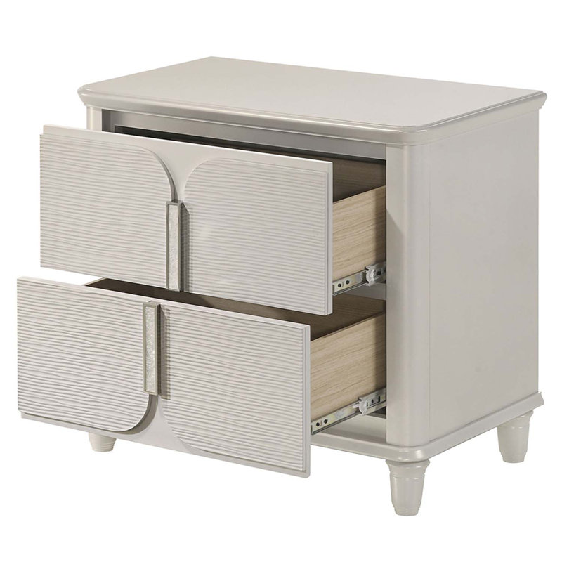 Table de chevet Laveda, finition blanc perle