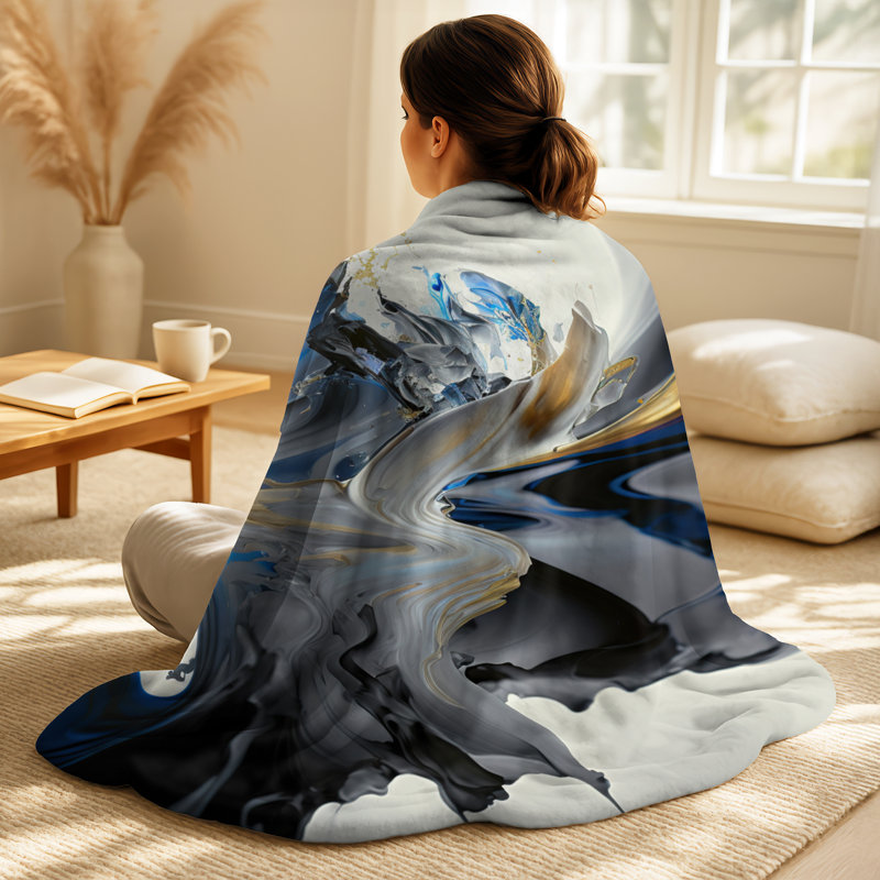 Ensemble de couverture et oreiller Bright Blue Smooth Abstract I - Abstract Spirals