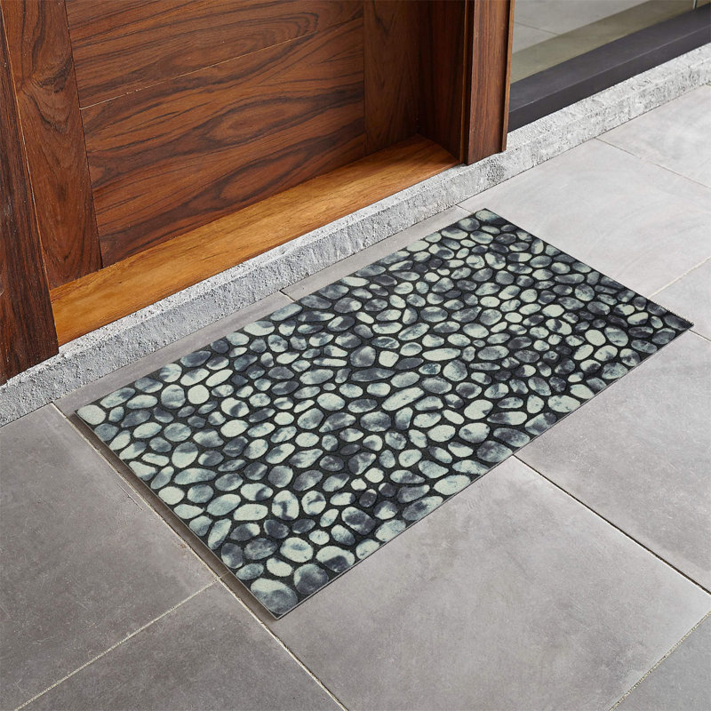 Non-Slip Geometric Indoor / Outdoor Doormat, Grey