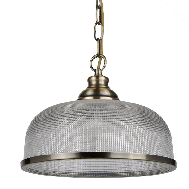 Luminaire suspendu en forme de dôme à 1 lumière Asner, Laiton antique