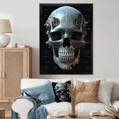 Reproduction d'art sur toile, "Happy Cyborg Skull Funky Halloween I"