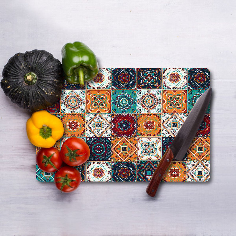 Planche à découper en verre trempé Flourish, 7,9 po x 11,8 po | 100% antibactérien, surface facile à nettoyer, pieds en silicone antidérapants | Parfait pour la préparation et le service des aliments, durable et élégant pour la cuisine, ne va pas au lave-vaisselle