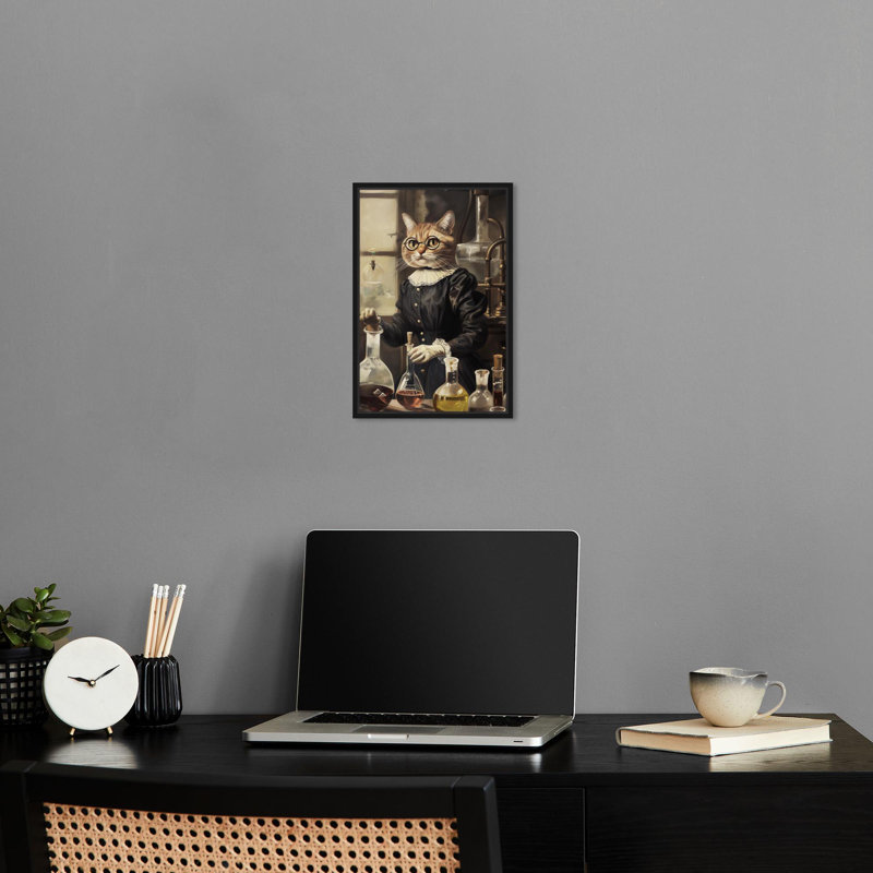 Impression sur toile «Cat chimie» par Notoriart, H 16 po x l 11 po, Cadre noir