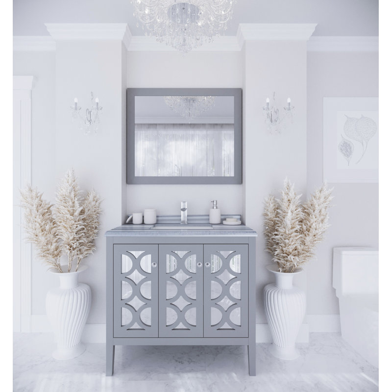 Ensemble de meuble-lavabo simple 36 po Caballero, Gris, Bandes blanches
