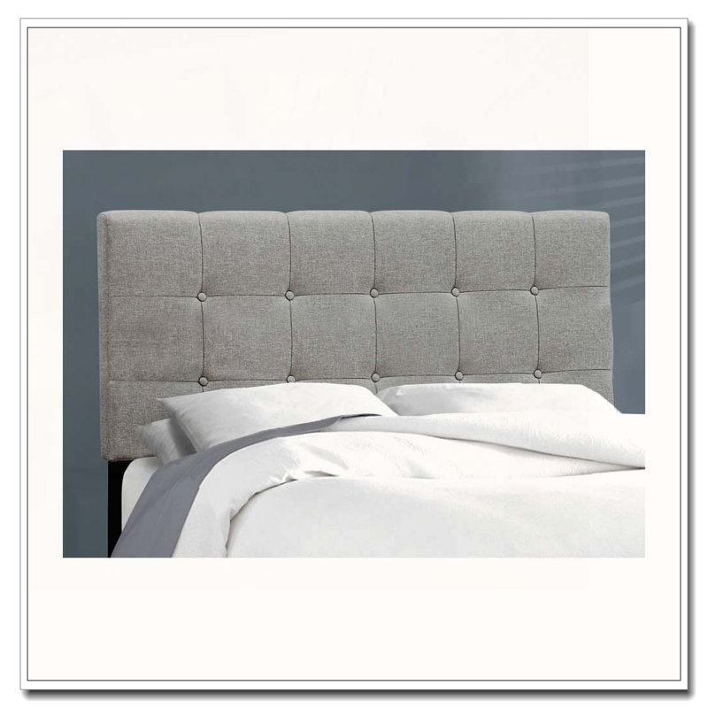 Lit plateforme tapissier, gris, Double