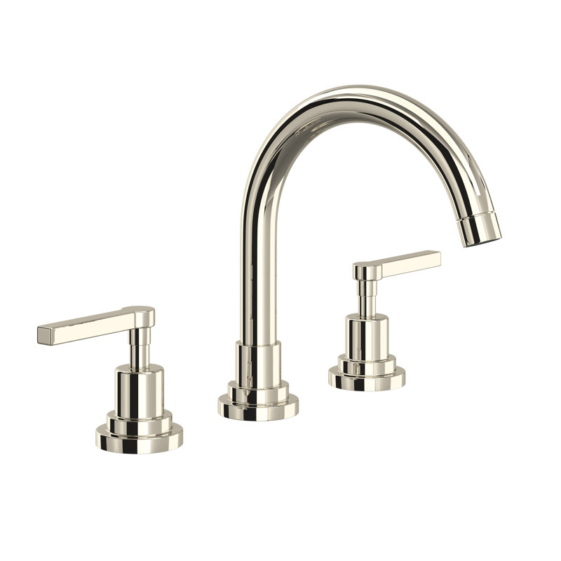 Lombardia® C-Spout Widespread Bathroom Faucet, Polished Nickel, Lever Handle