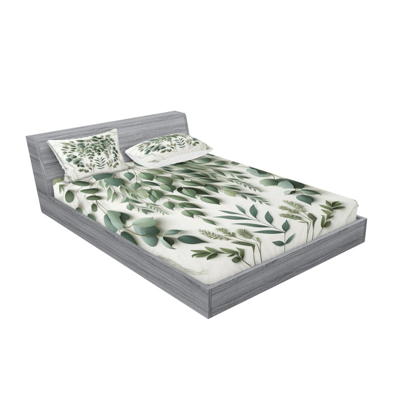Microfiber Floral Sheet Set, Queen Sheet Set with 1 Fitted Sheet