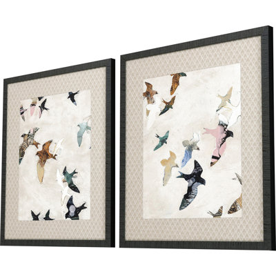 Oiseaux abstraits - ensemble de 2 cadres photo