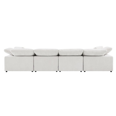 Canapé modulaire en lin avec 2 repose-pieds - profondeur 82 po, intérieur spacieux 6 pièces avec rembourrage en mousse, expérience confortable