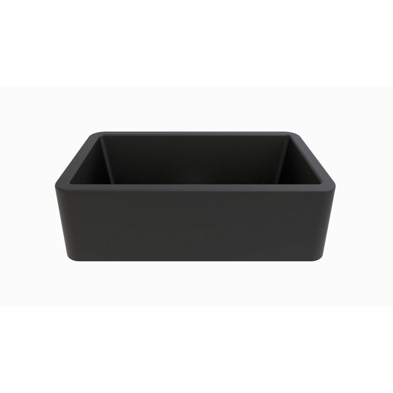 33" L x 19" W Apron Quartz Kitchen Sink, Black Metallic