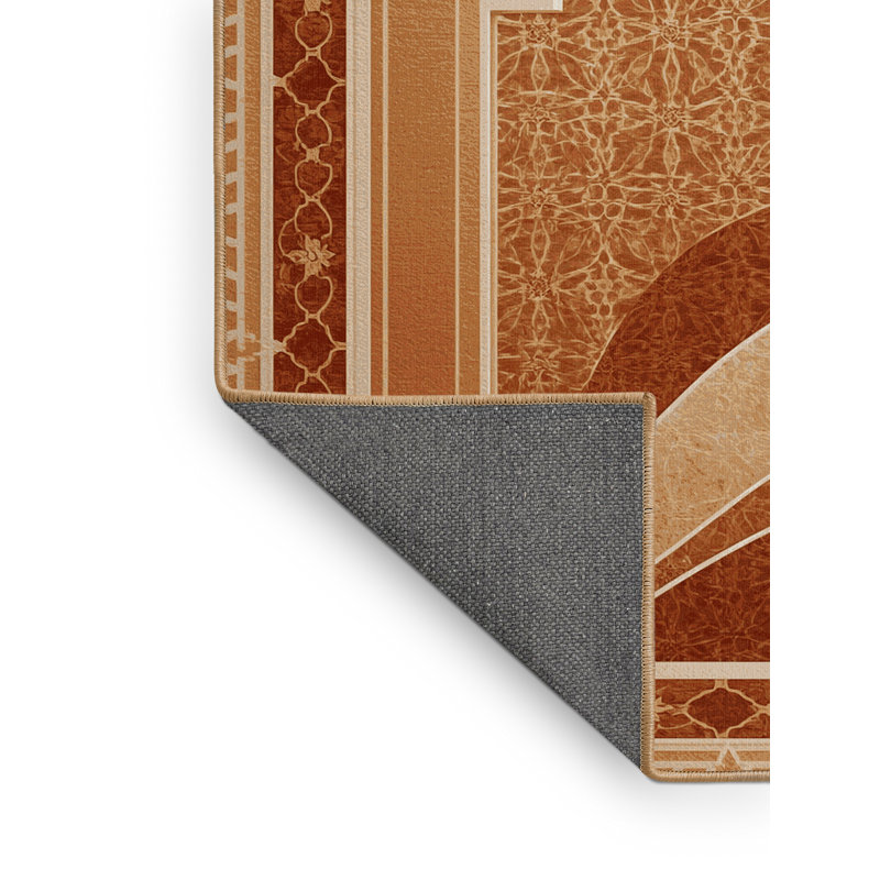 Tapis oriental moelleux moelleux d'inspiration mondiale en brun - reliure brun clair, 8 x 12