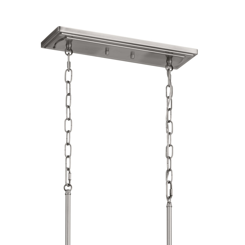 Lustre linéaire 8 lumières Vetivene 48,4 pouces avec verre opale étain classique, Étain classique