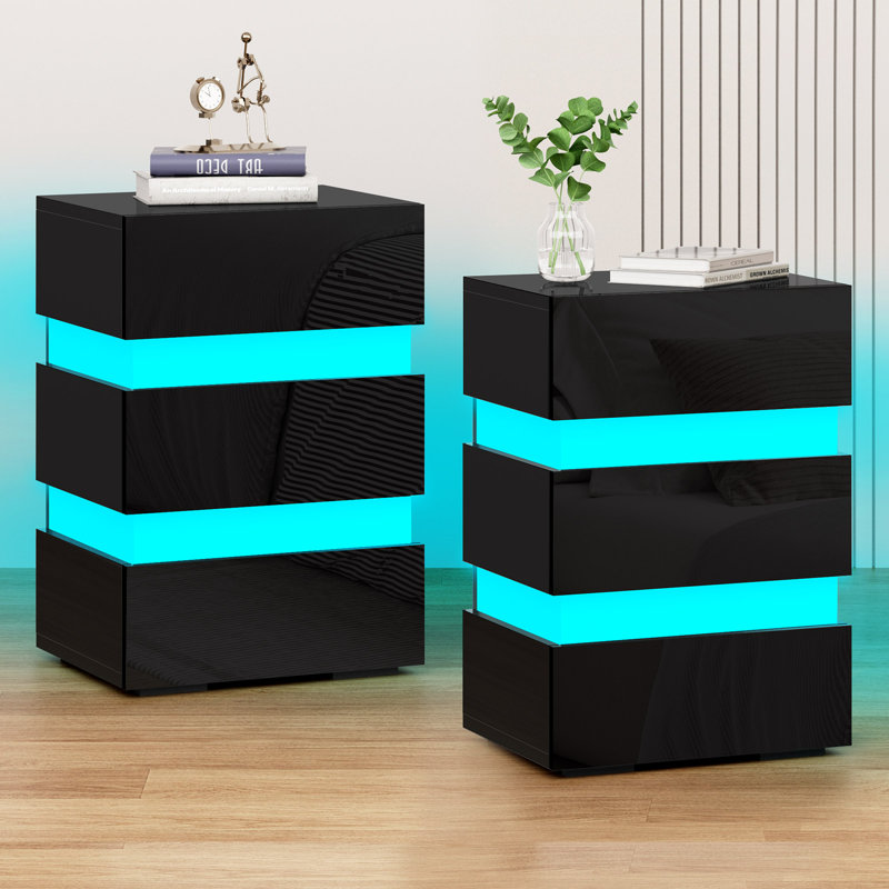 45 cm W Bedside Table, Black
