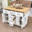 Farmhouse Kitchen Island Cart with Drop Leaf, Power Outlet, Adjustable Shelves, 5 Drawers on Wheels-1253568236