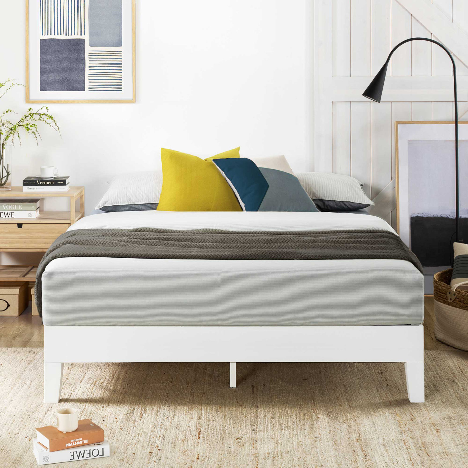 Amaryn Solid Wood Bed, King, White