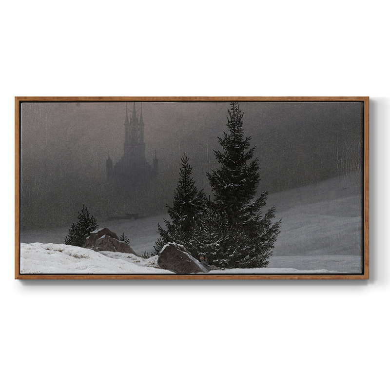 Paysage, série ML MLV-III, toile tendue avec cadre, prête à être accrochée, H 21 po x l 41 po, Noyer