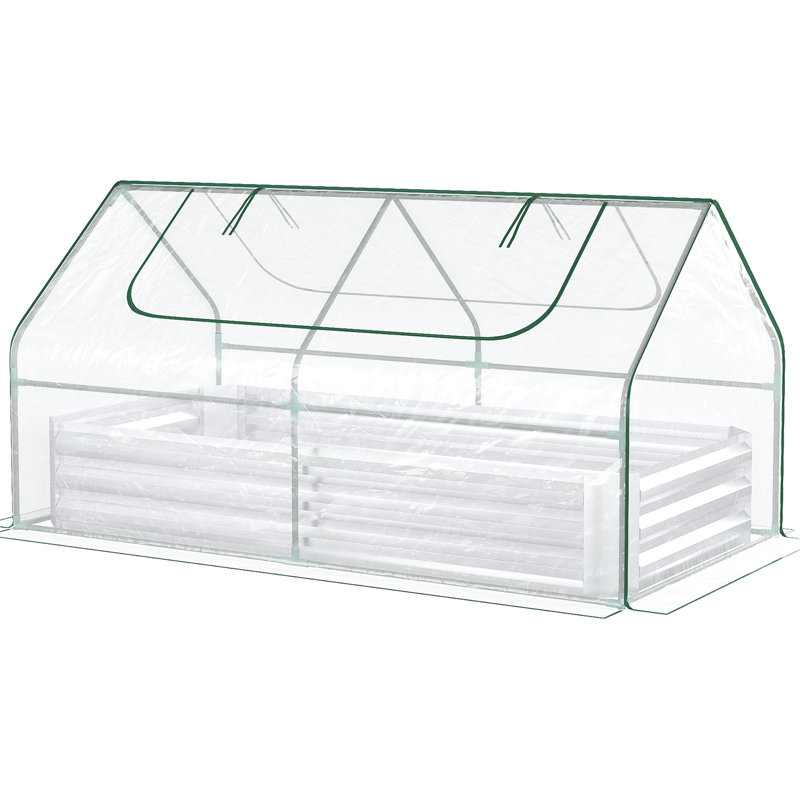 Lit de jardin surélevé 6 pi x 3 pi avec couvre-serre - Argent