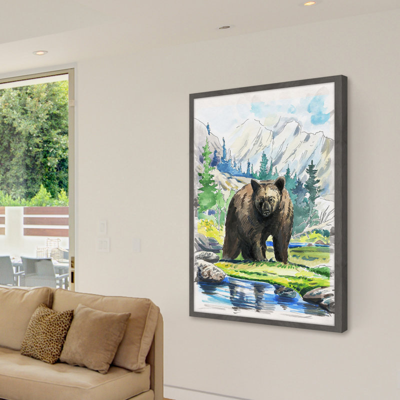 Black Bear - Single Picture Frame Painting, 61cm H x 41cm W 